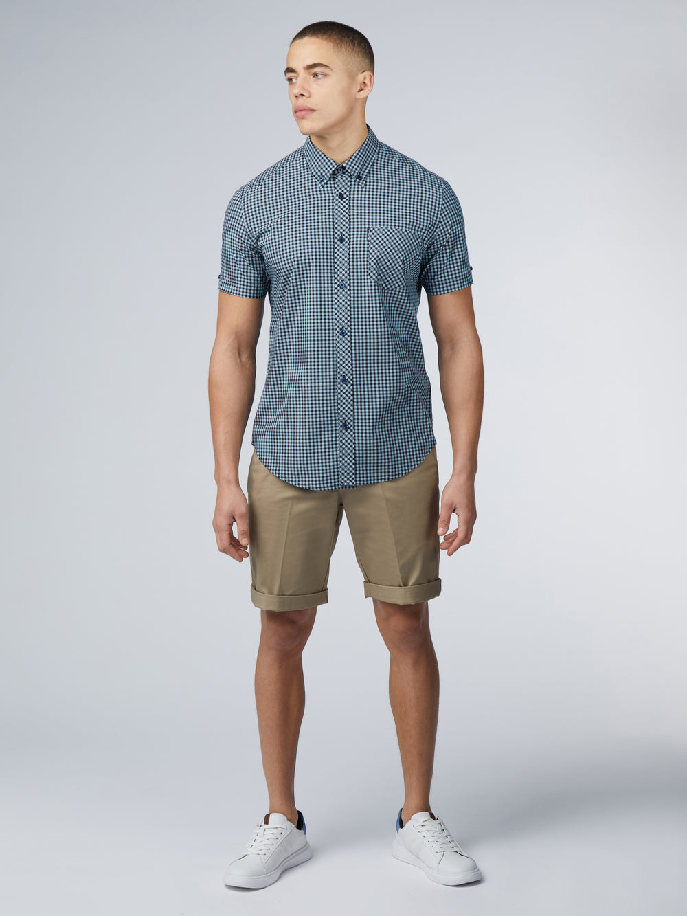 Ben Sherman Signature Short Sleeve Gingham Shirts Blue | OHXJM-7684