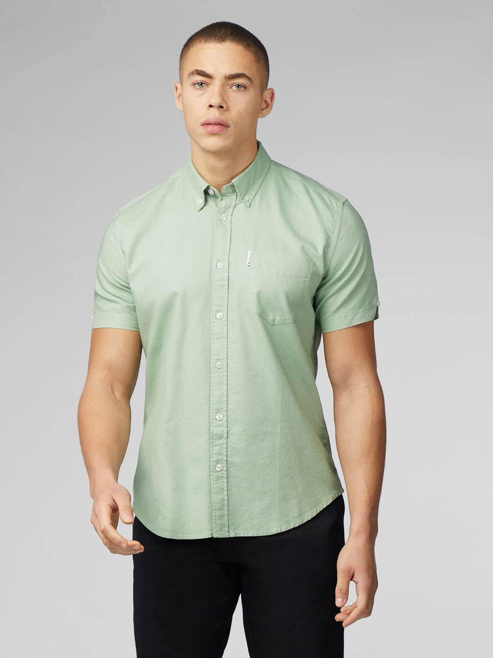 Ben Sherman Signature Short Sleeve Oxford Shirts Green | DCJIN-6847