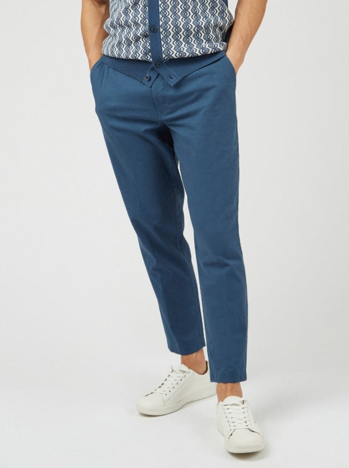 Ben Sherman Signature Slim Taper Linen Pants Blue | ULENQ-9813