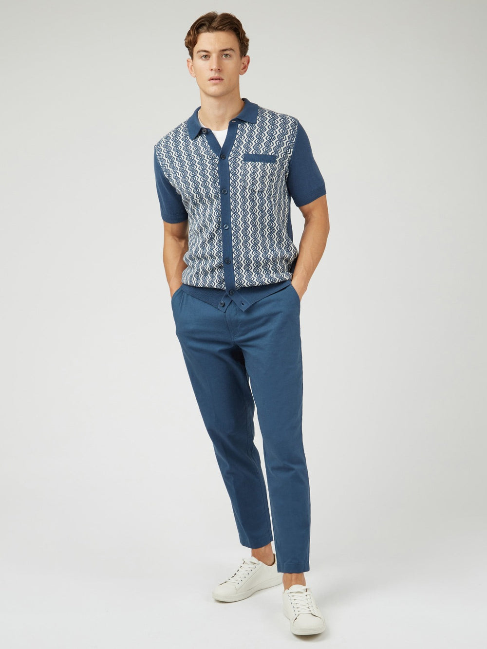 Ben Sherman Signature Slim Taper Linen Pants Blue | ULENQ-9813