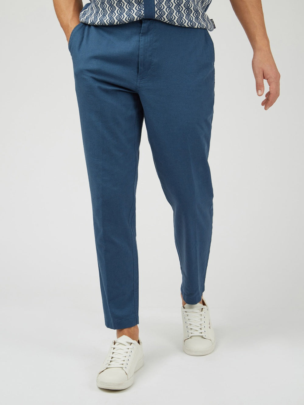 Ben Sherman Signature Slim Taper Linen Pants Blue | ULENQ-9813