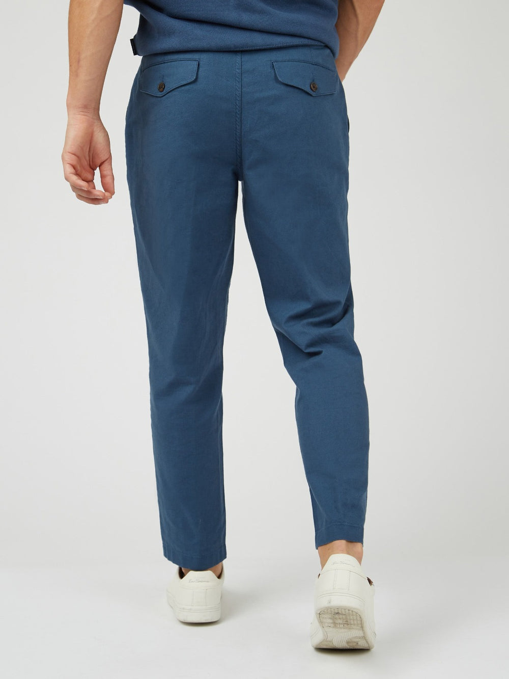 Ben Sherman Signature Slim Taper Linen Pants Blue | ULENQ-9813