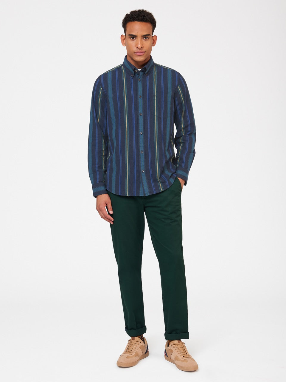 Ben Sherman Signature Striped Oxford Shirts Green | PAQLC-7304