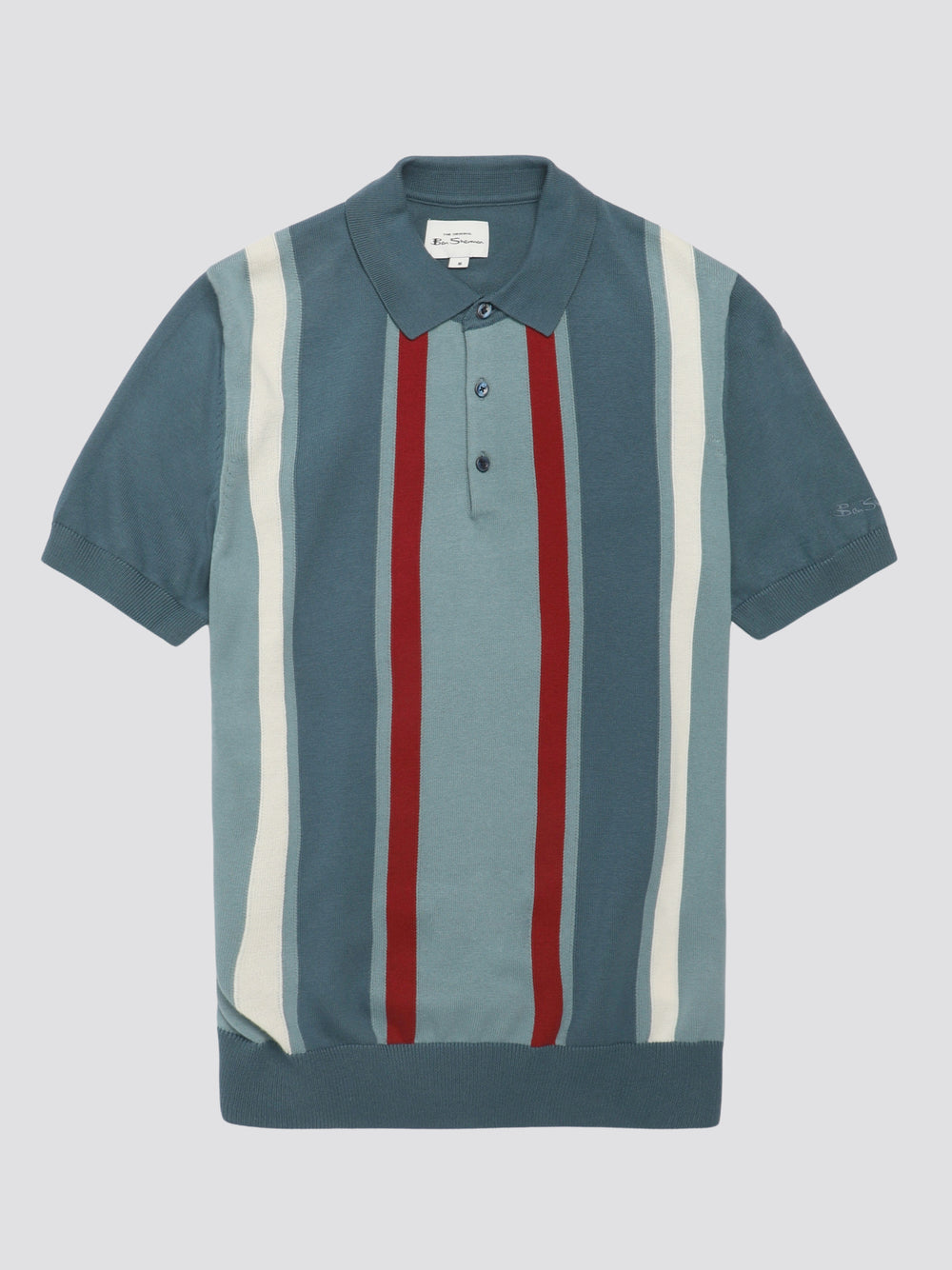 Ben Sherman Signature Vertical Stripe Polo Knitwear Turquoise | WZCHV-0614