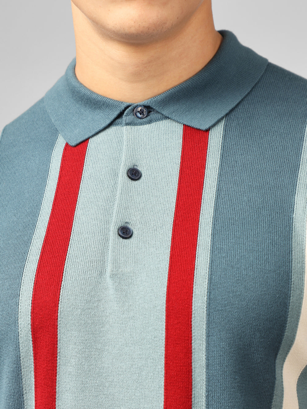 Ben Sherman Signature Vertical Stripe Polo Knitwear Turquoise | WZCHV-0614