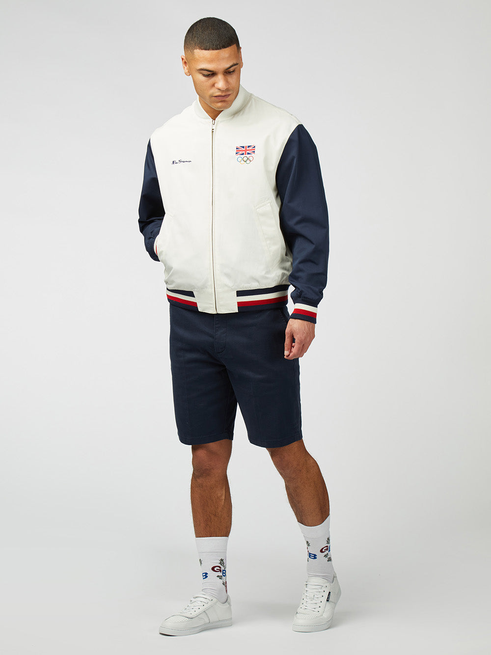 Ben Sherman Team GB Commercial Bomber Jackets White | BECWA-6790