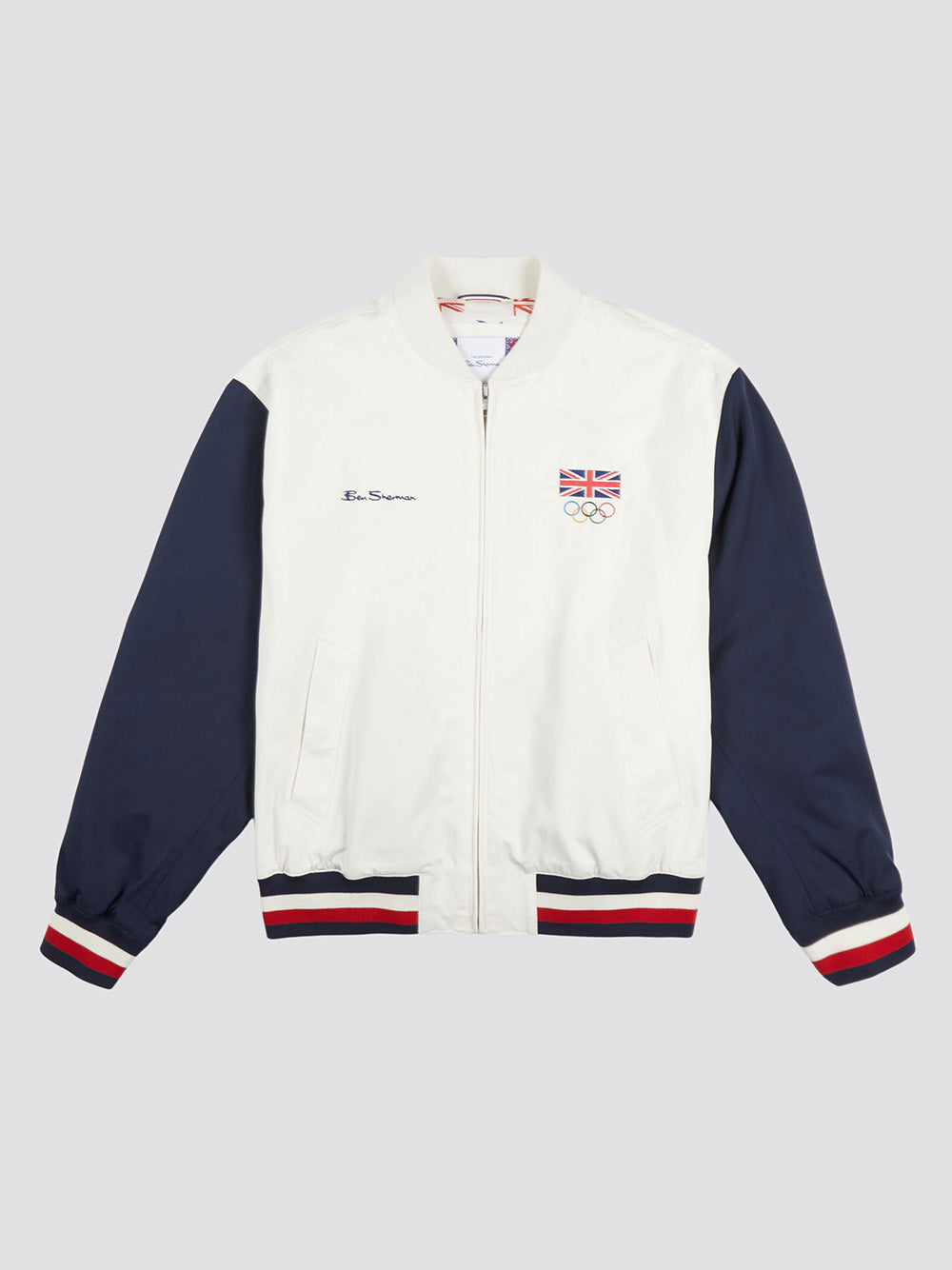 Ben Sherman Team GB Commercial Bomber Jackets White | BECWA-6790