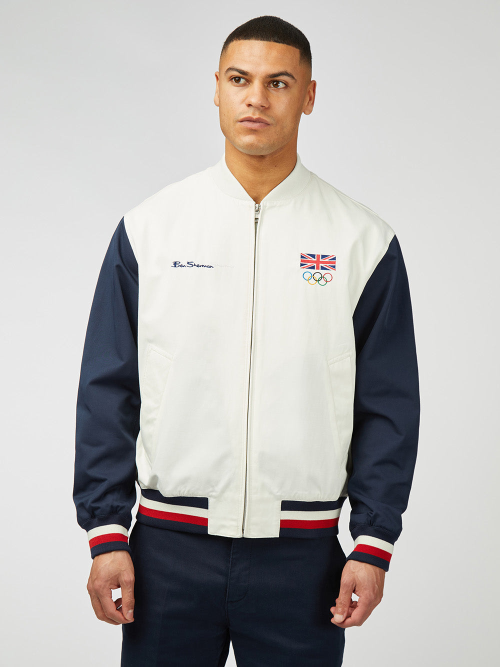 Ben Sherman Team GB Commercial Bomber Jackets White | BECWA-6790