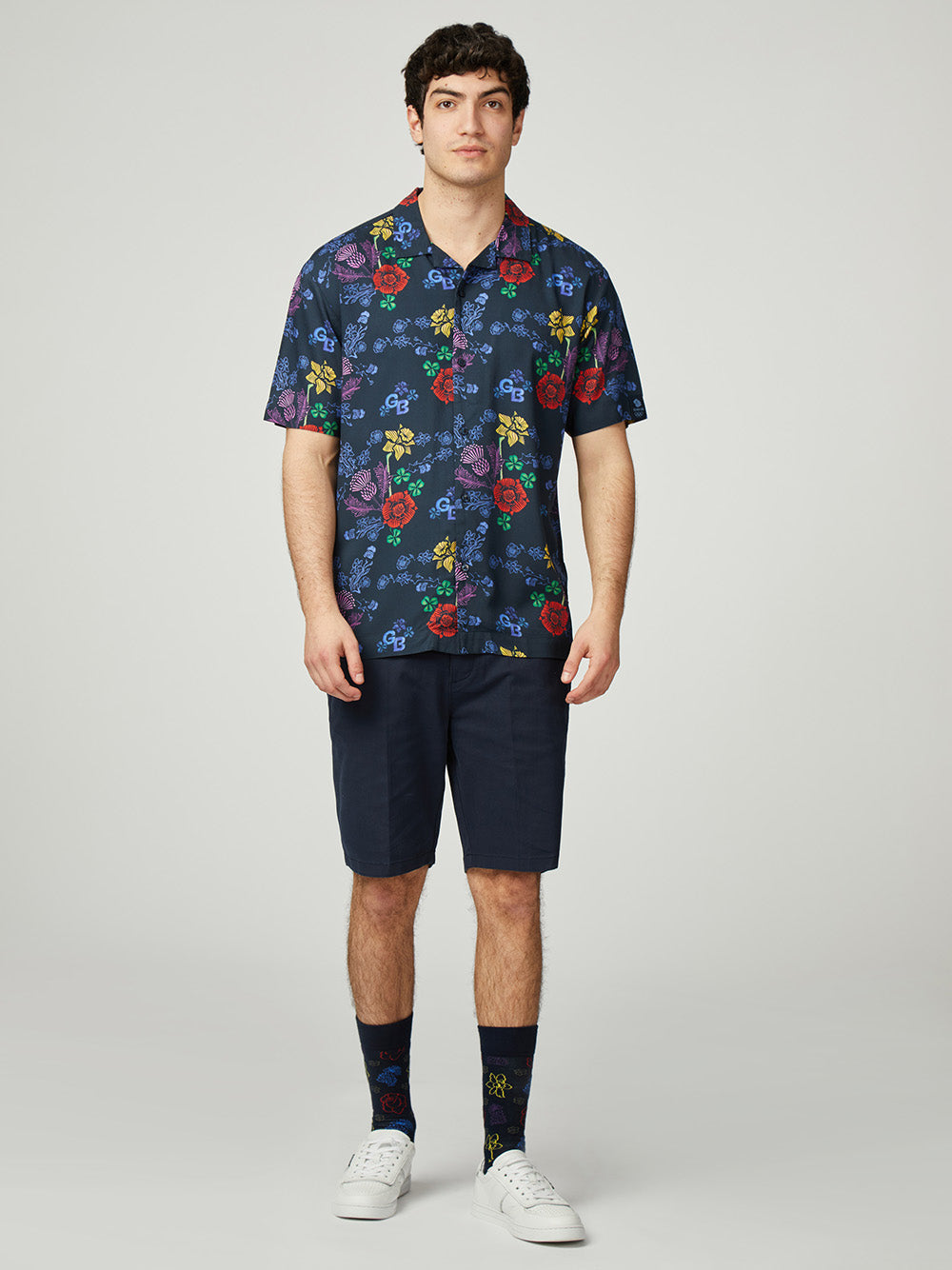 Ben Sherman Team GB Floral Shirts Navy | MVOYG-7360