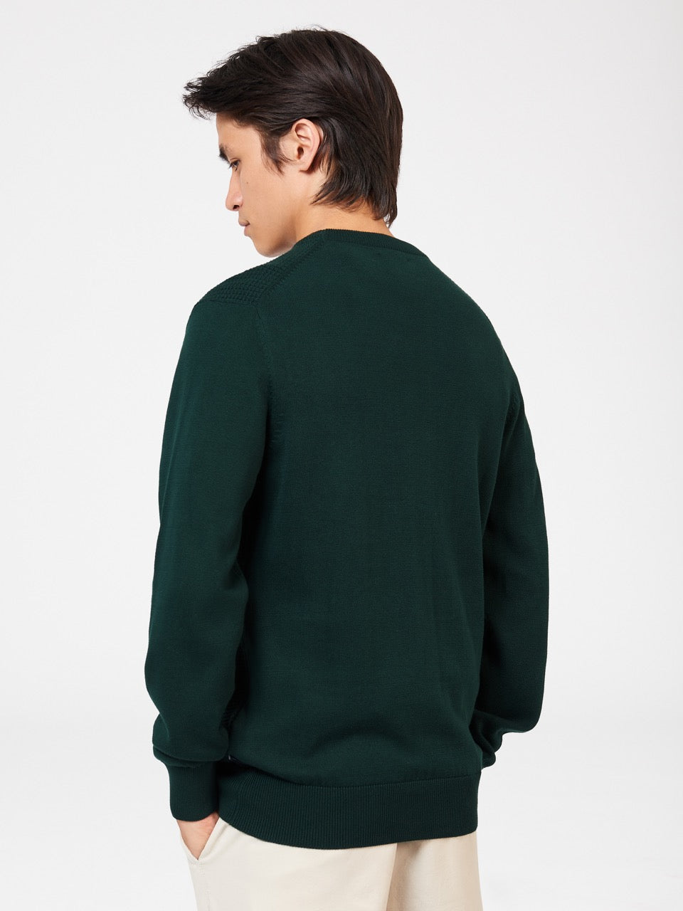 Ben Sherman Textured Crewneck Knitwear Dark Green | NWPSH-2940