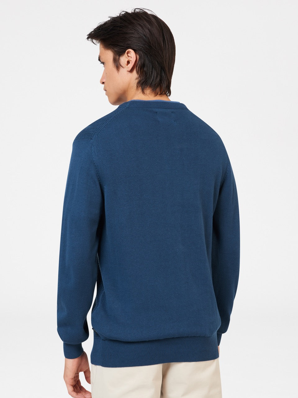 Ben Sherman Textured Crewneck Knitwear Indigo | JNUOF-2946