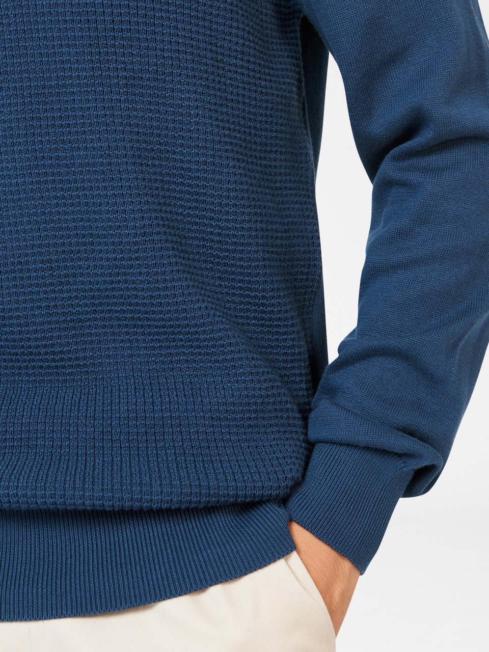 Ben Sherman Textured Crewneck Knitwear Indigo | JNUOF-2946