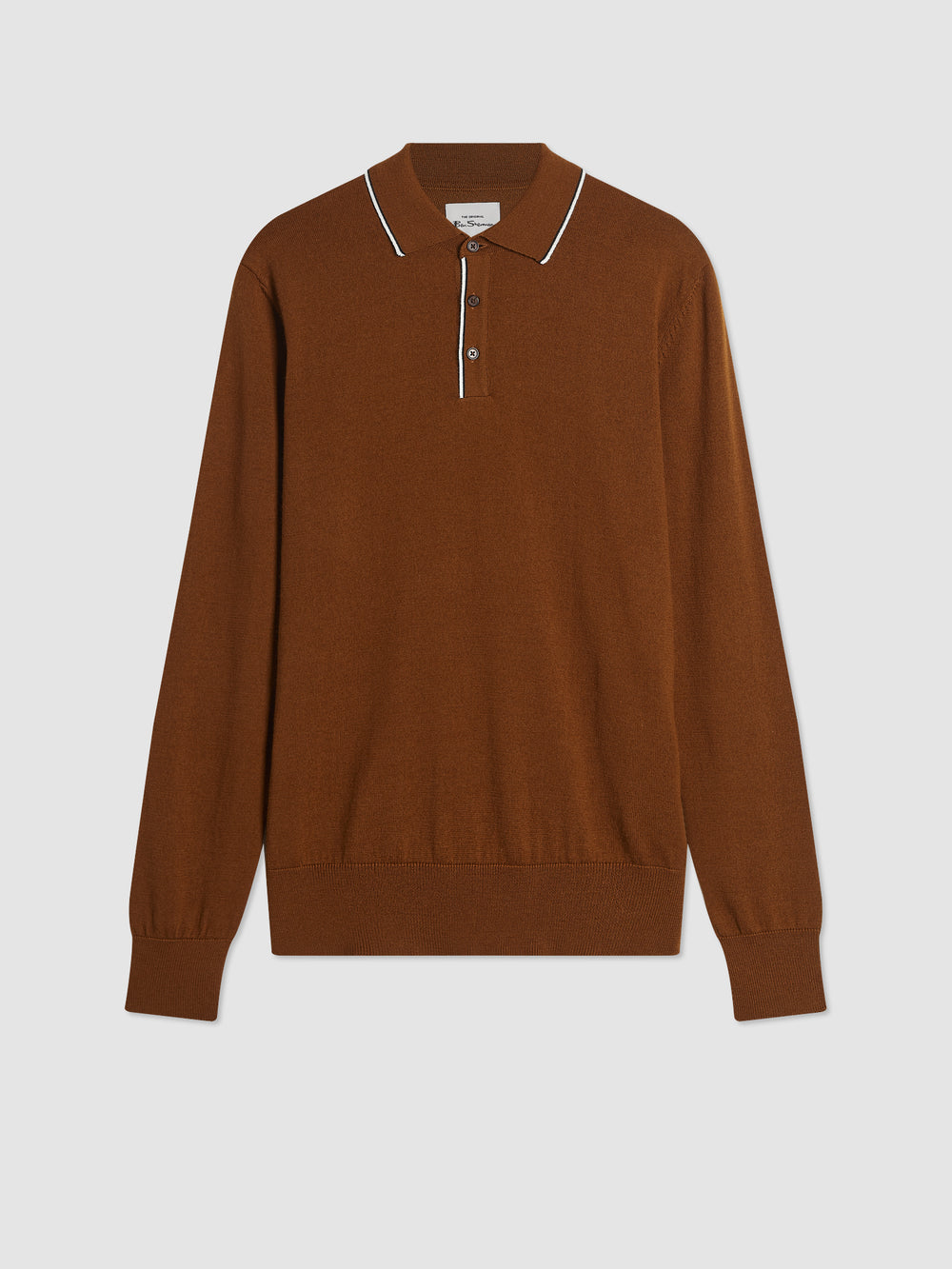 Ben Sherman Tipped Merino Polo Neck Sweaters Brown | OUPXR-9720