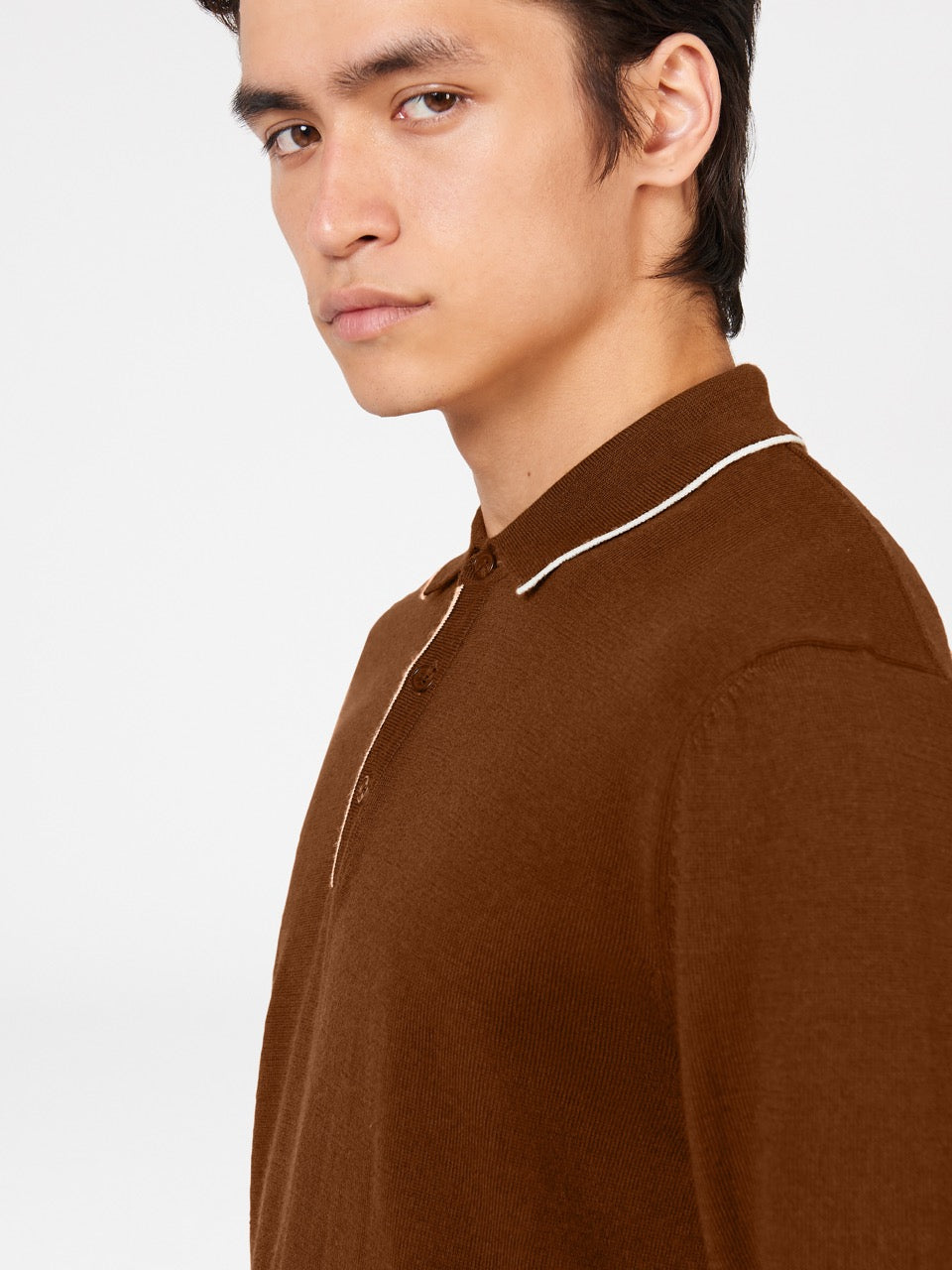 Ben Sherman Tipped Merino Polo Neck Sweaters Brown | OUPXR-9720