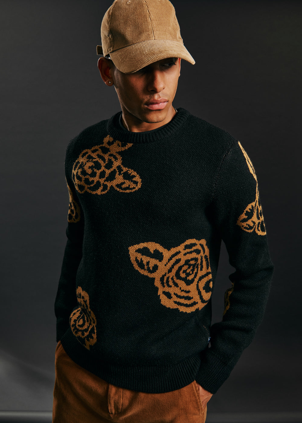 Ben Sherman Winter Floral Knitwear Black | XGZNF-5029