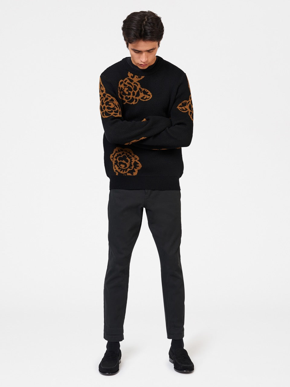 Ben Sherman Winter Floral Knitwear Black | XGZNF-5029