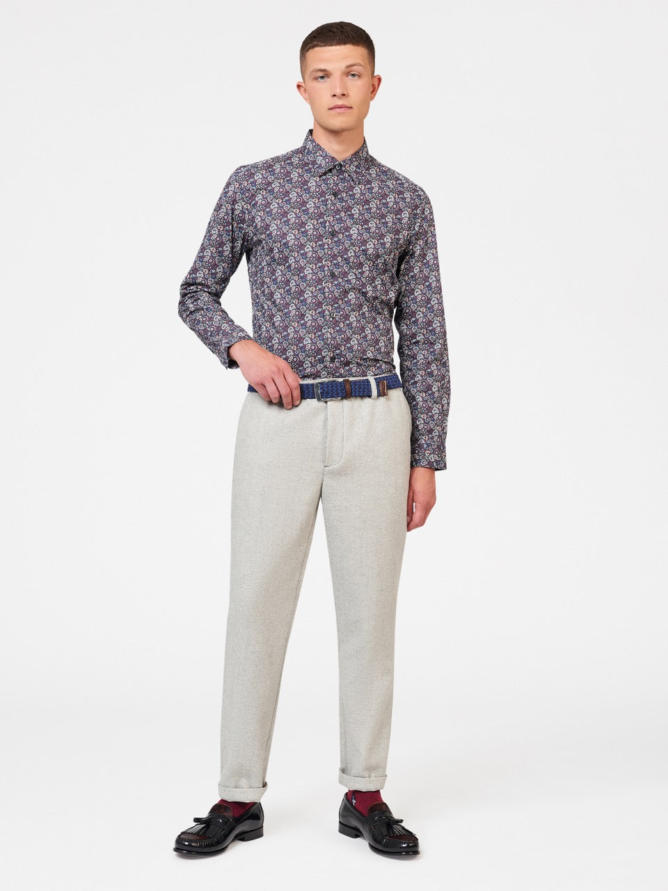 Ben Sherman Winter Floral Shirts Purple | HGPNJ-4061